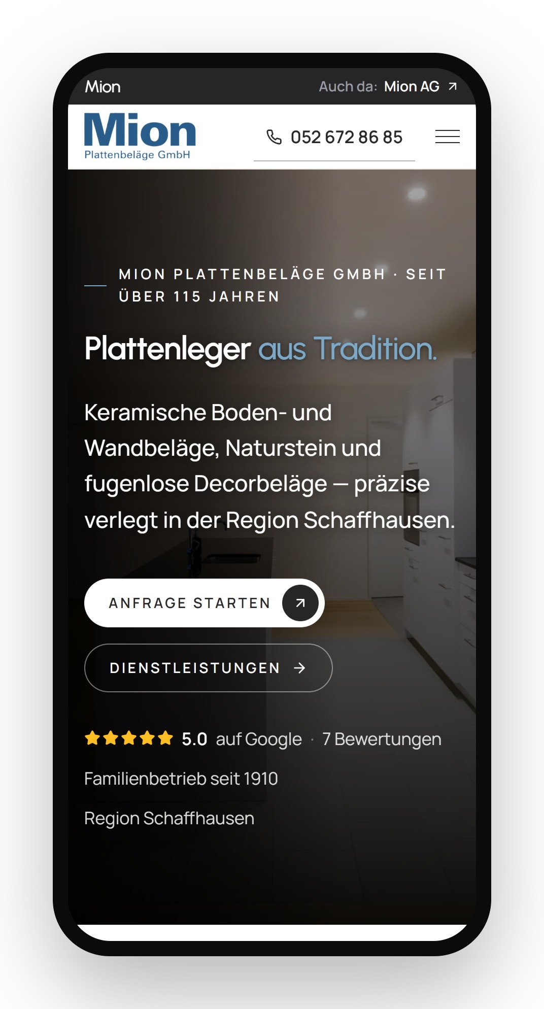 Mion Bereich Plattenbeläge auf dem Smartphone