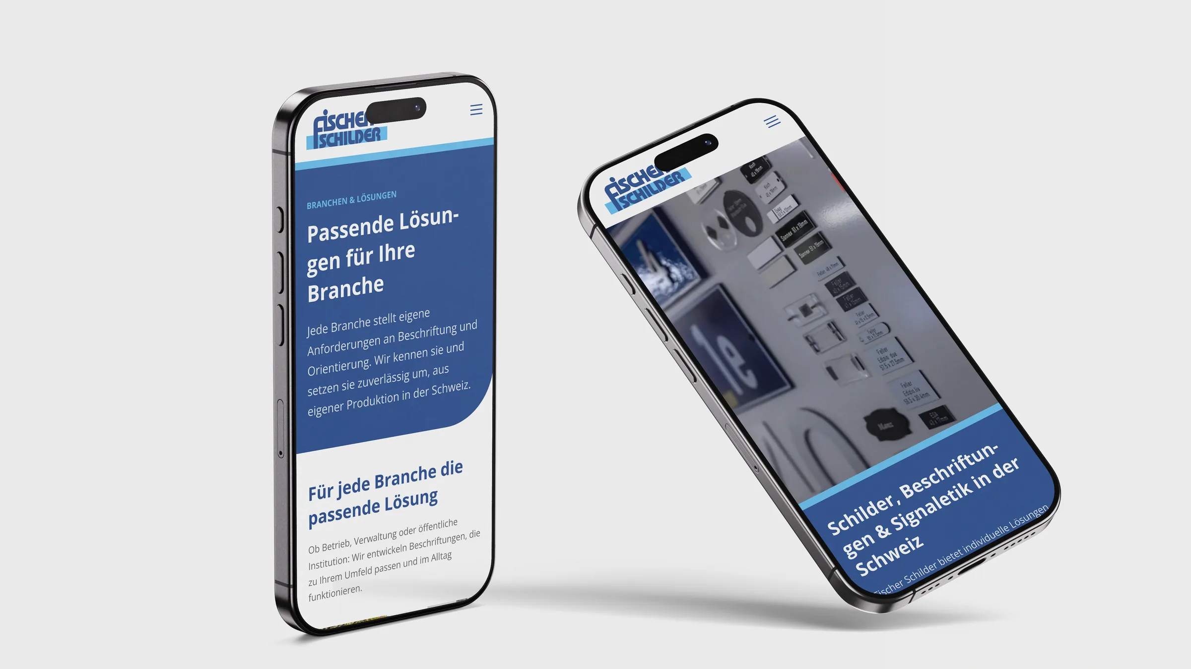 Fischer Schilder GmbH, Branchenseite auf dem Smartphone