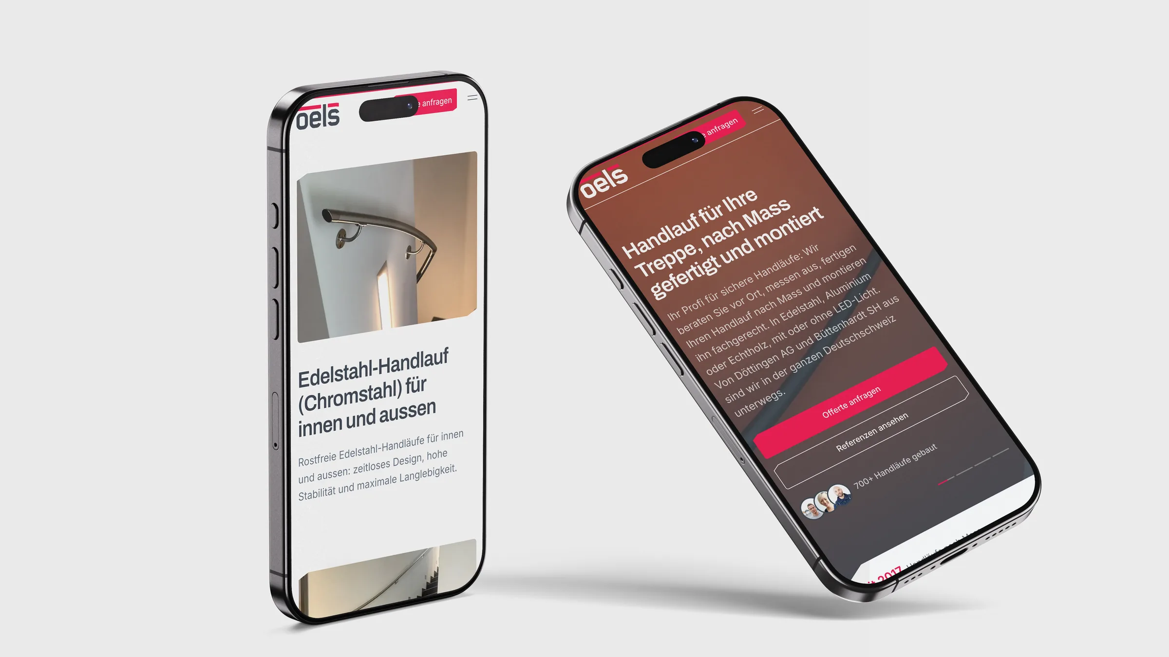 Handlaufprofis, Offertanfrage auf dem Smartphone