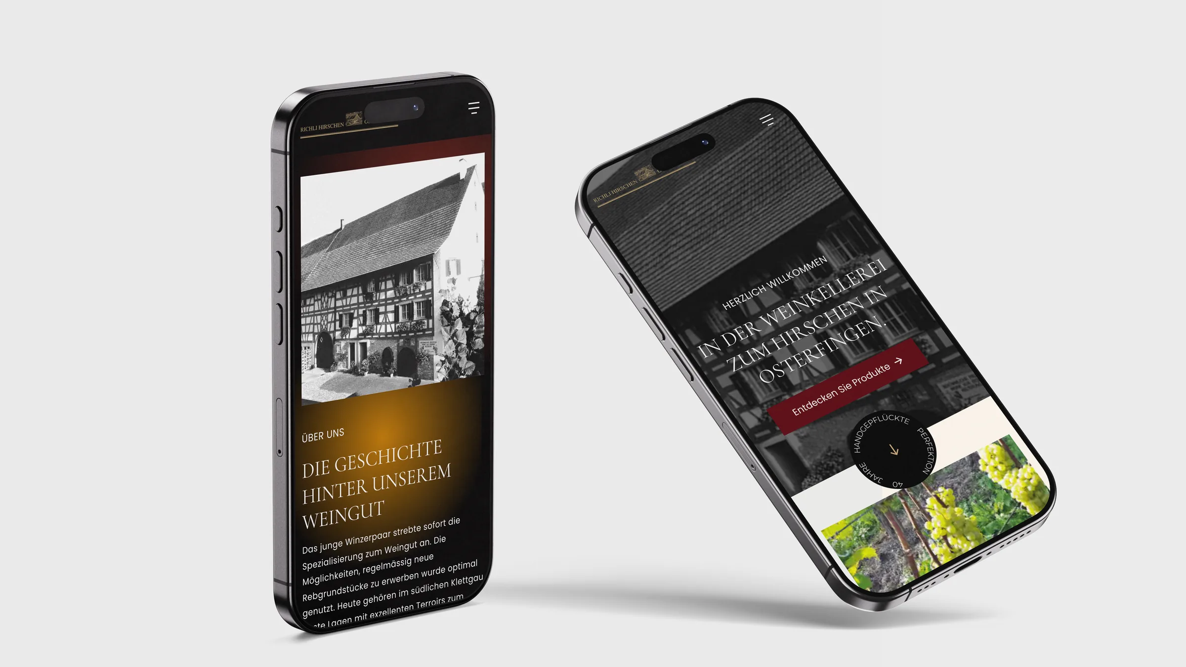 Weingut Richli Hirschen, Website auf dem Smartphone